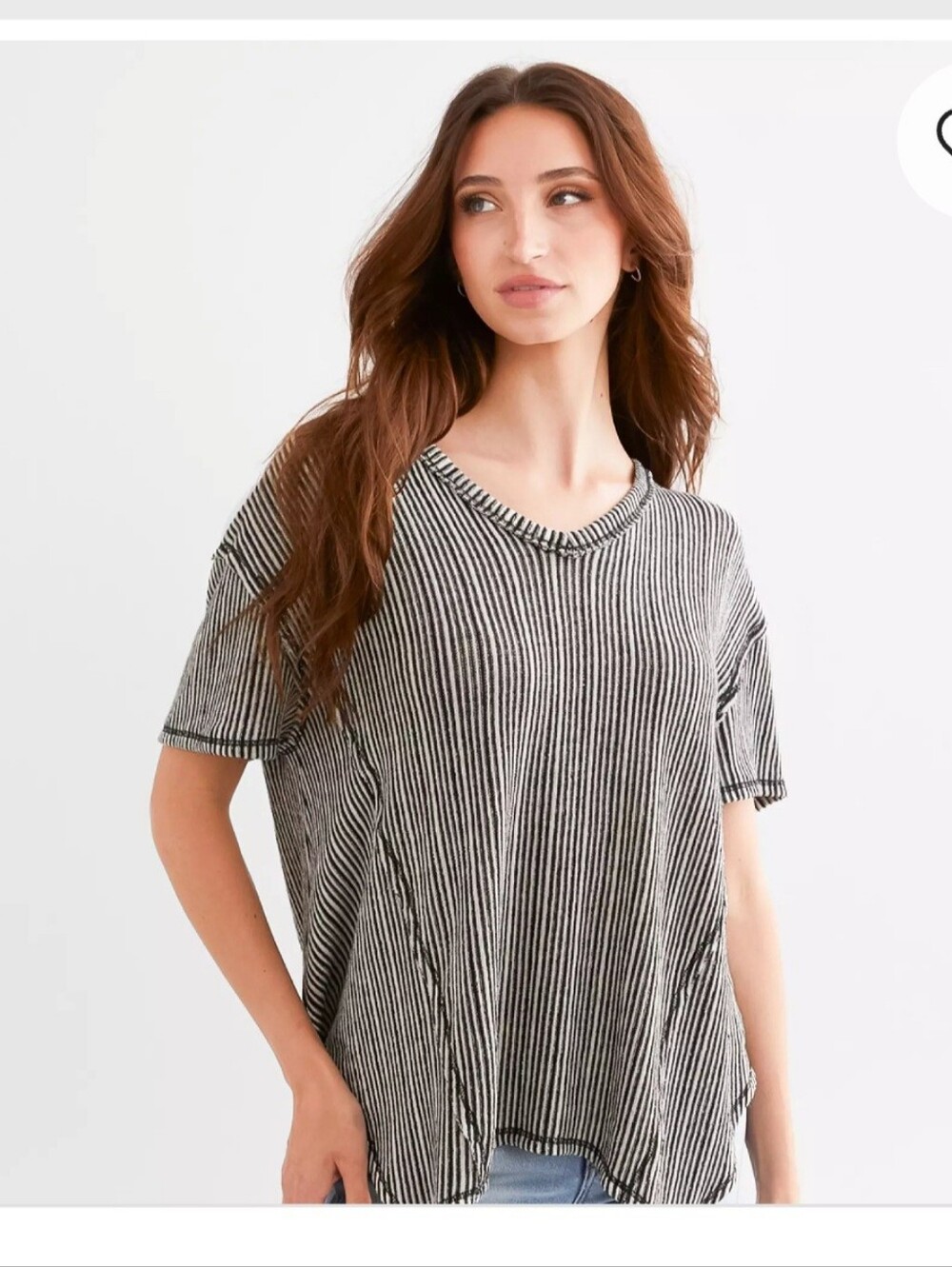 BKE Black and White Striped Short Sleeve Tee Sz M